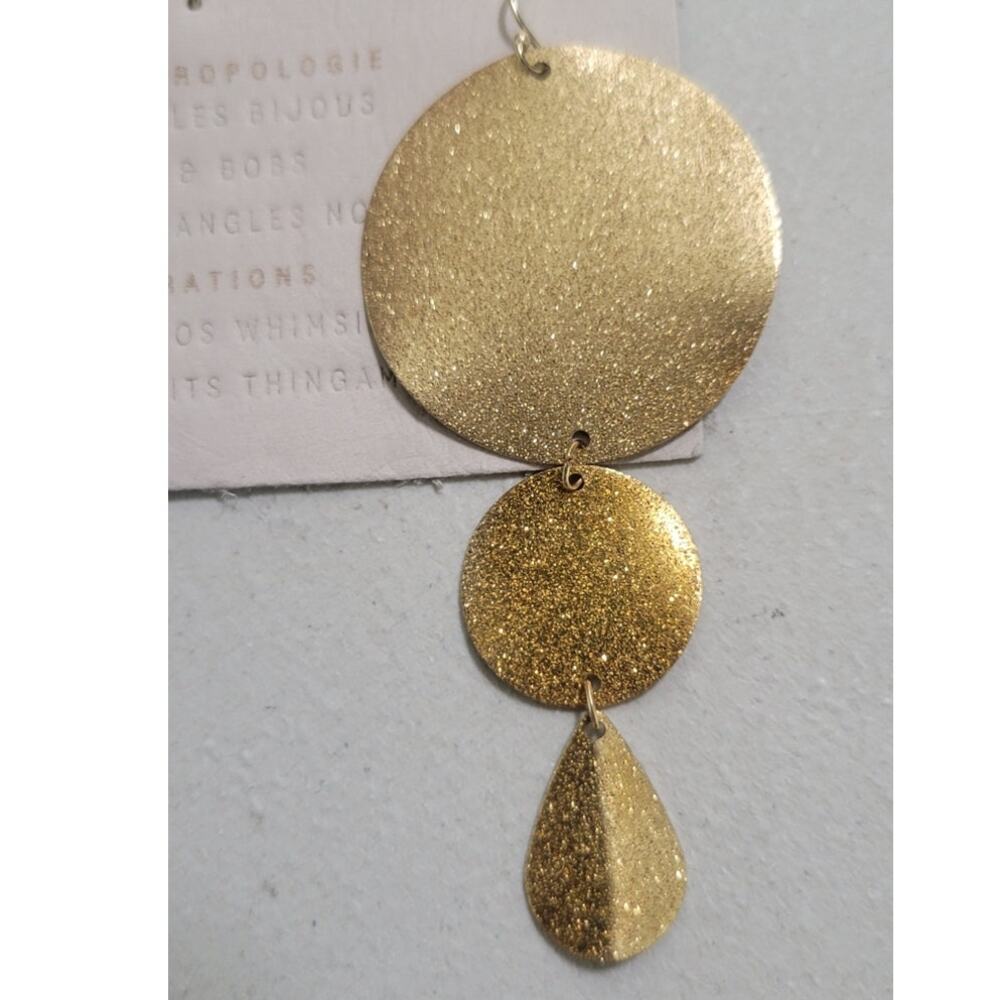 Anthropologie Earrings Gold Round Dangle Earrings NWT Retails $35.00 - Picture 2 of 5
